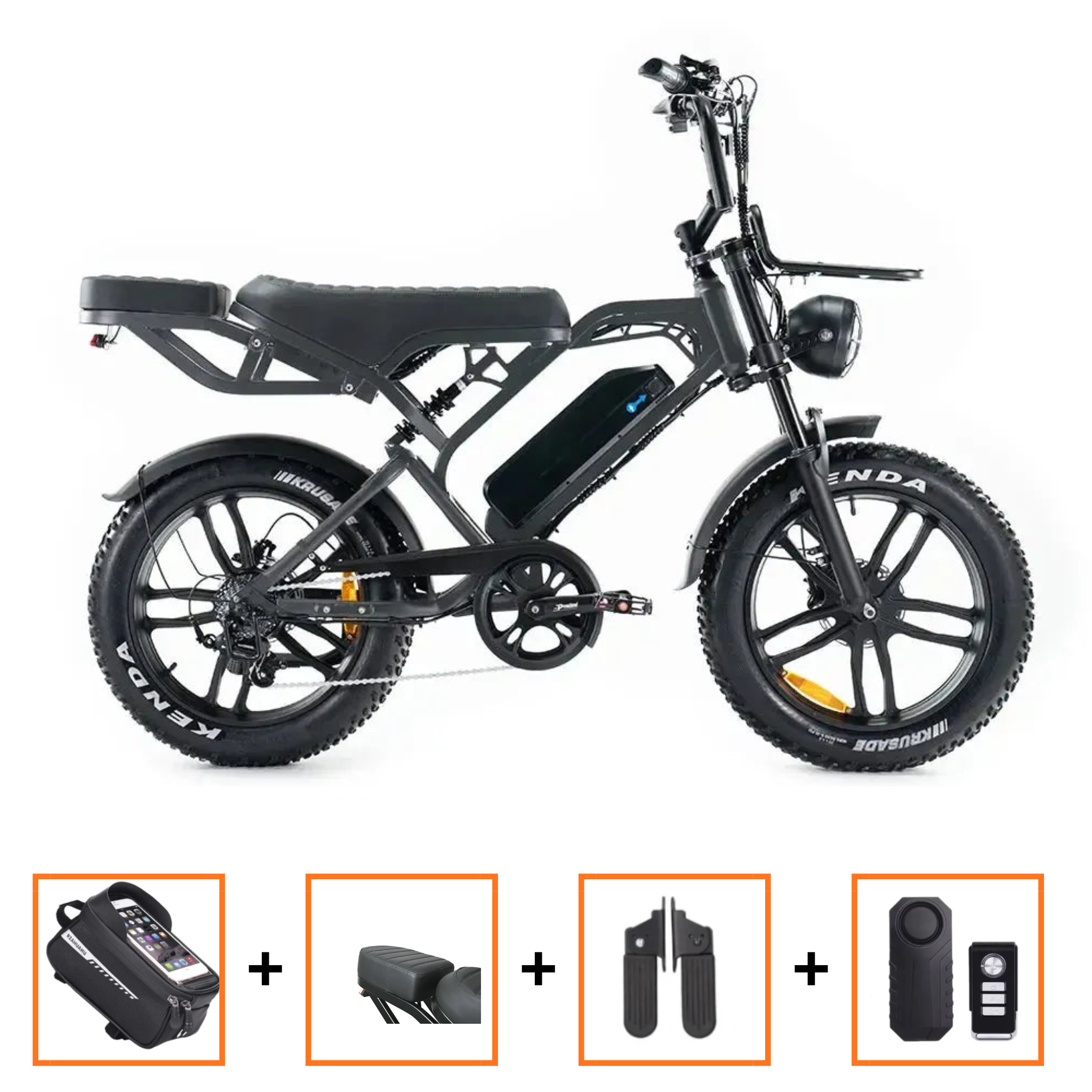 V20 Pro DonkergrijsFatbike – 20×4 Inch Banden, Hydraulische Remmen, Voor- en Achtervering