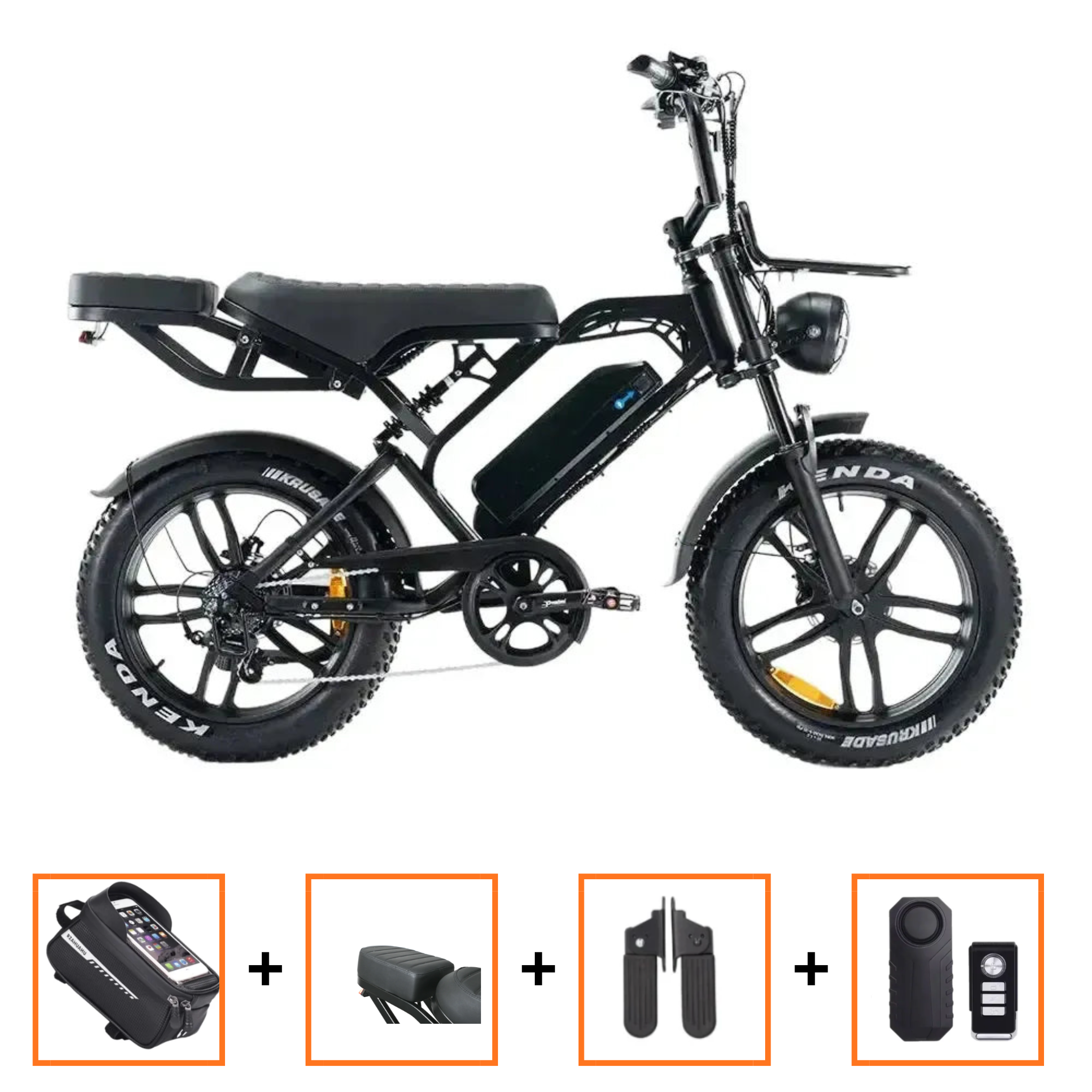 V20 Pro Zwart Fatbike – 20×4 Inch Banden, Hydraulische Remmen, Voor- en Achtervering