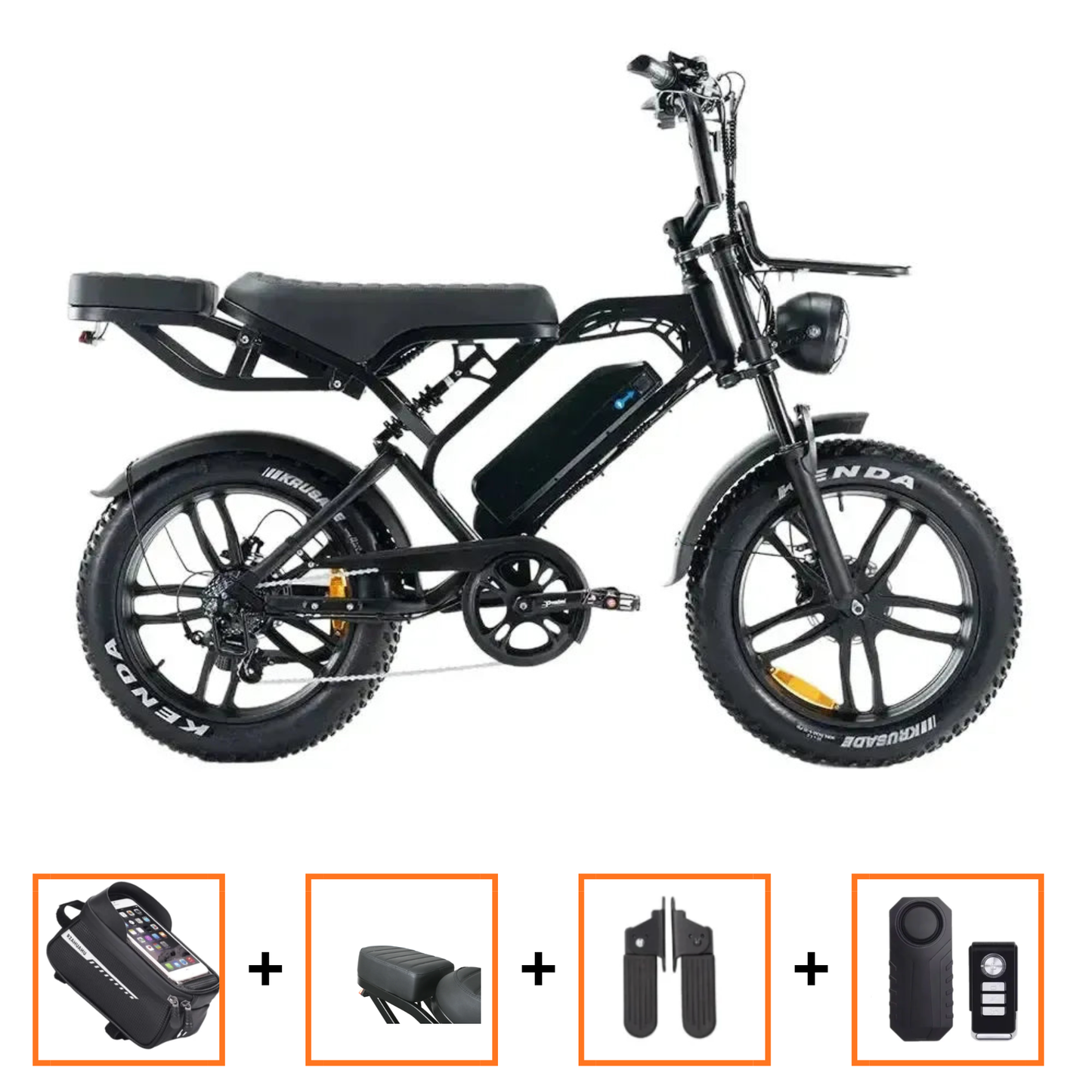 V20 Pro Zwart Fatbike – 20×4 Inch Banden, Hydraulische Remmen, Voor- en Achtervering