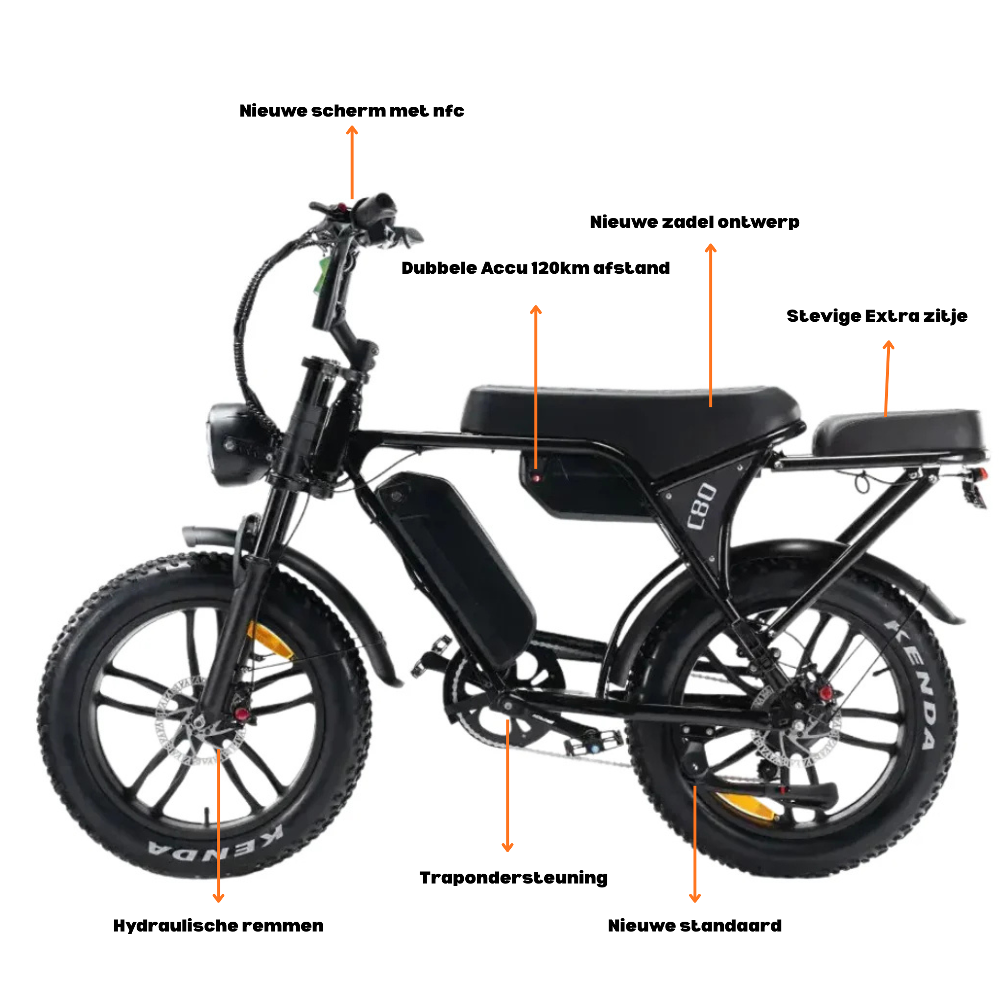 Ouxi V8 MAX / C80 MAX Fatbike – Dubbele Accu, Hydraulische Remmen & Achterzitje