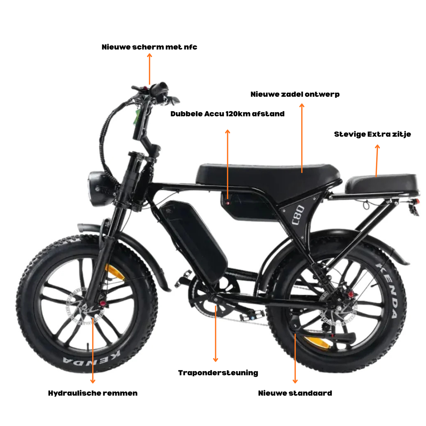 Ouxi V8 MAX / C80 MAX Fatbike – Dubbele Accu, Hydraulische Remmen & Achterzitje