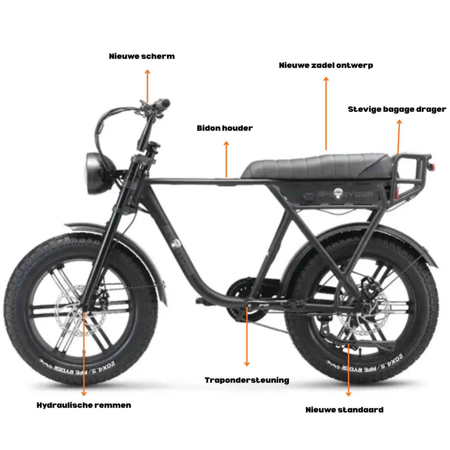 Ape Ryder A10 Pro – Elektrische Fatbike 250W| 60 km Actieradius | Hydraulische Remmen