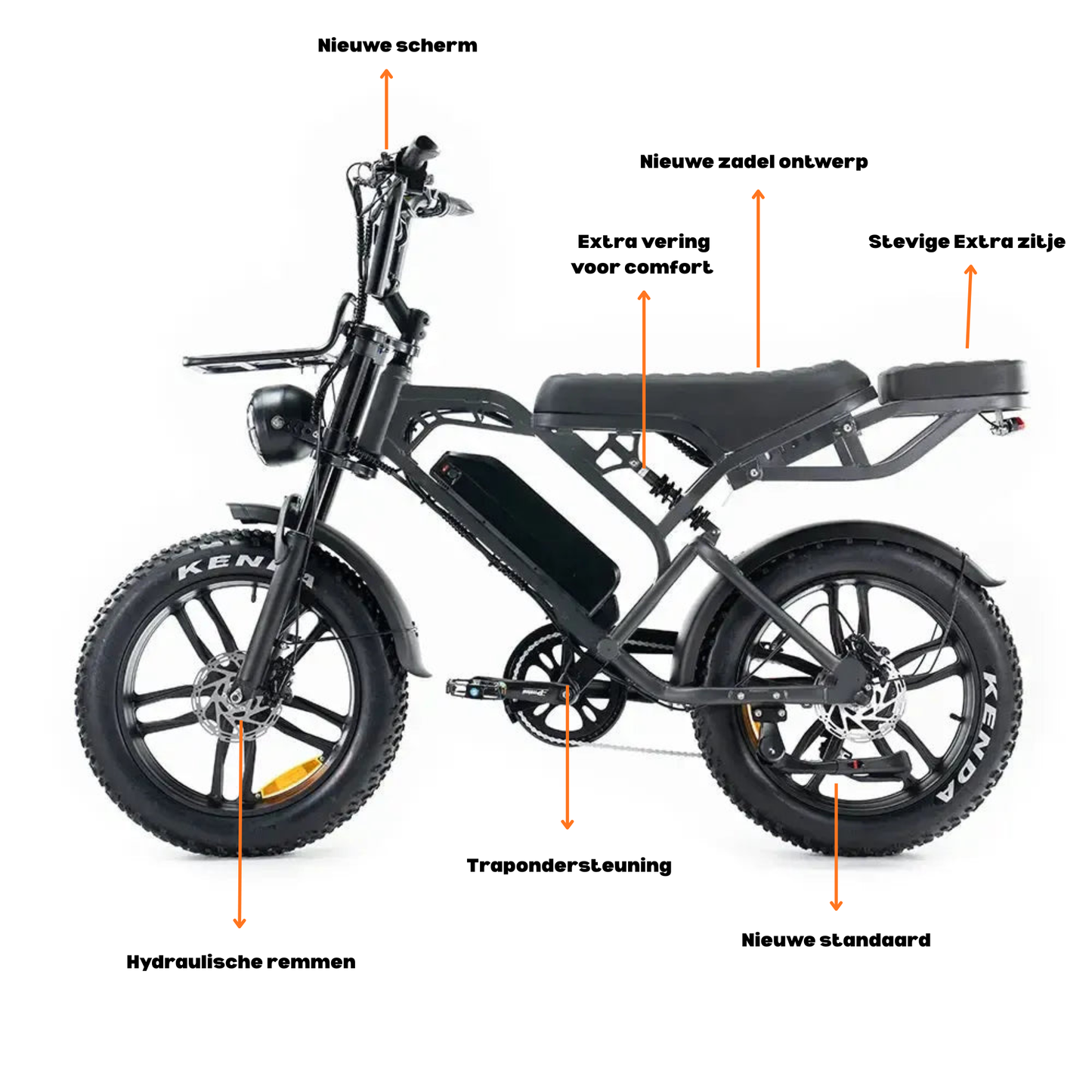 V20 Pro DonkergrijsFatbike – 20×4 Inch Banden, Hydraulische Remmen, Voor- en Achtervering