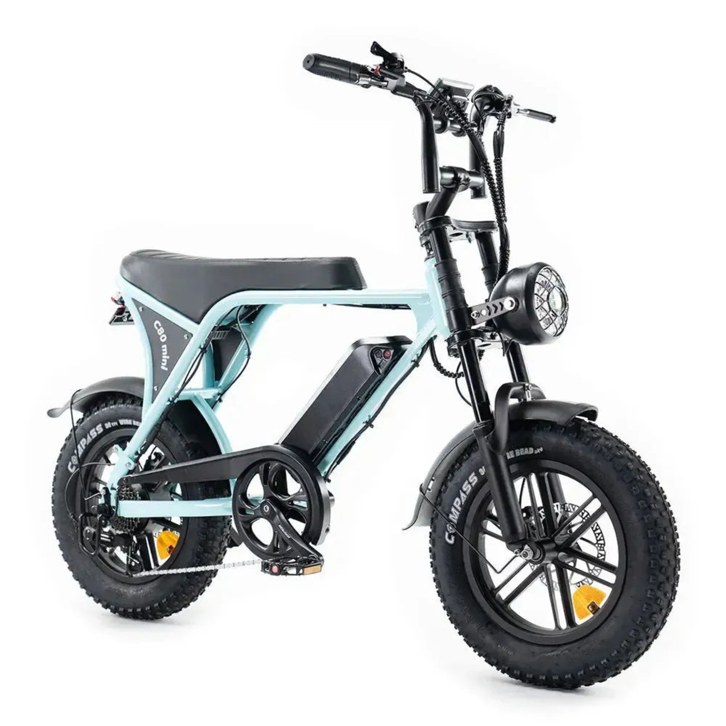 OUXI C80 Mini fatbike Lichtblauw– Hydraulische Remmen, 250W Motor & Tot 50 km Bereik