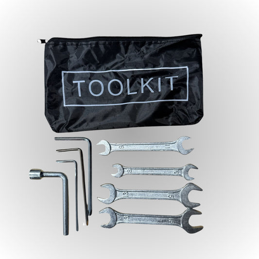 Zwarte 12-delige fatbike onderhoud toolkit met opbergtas