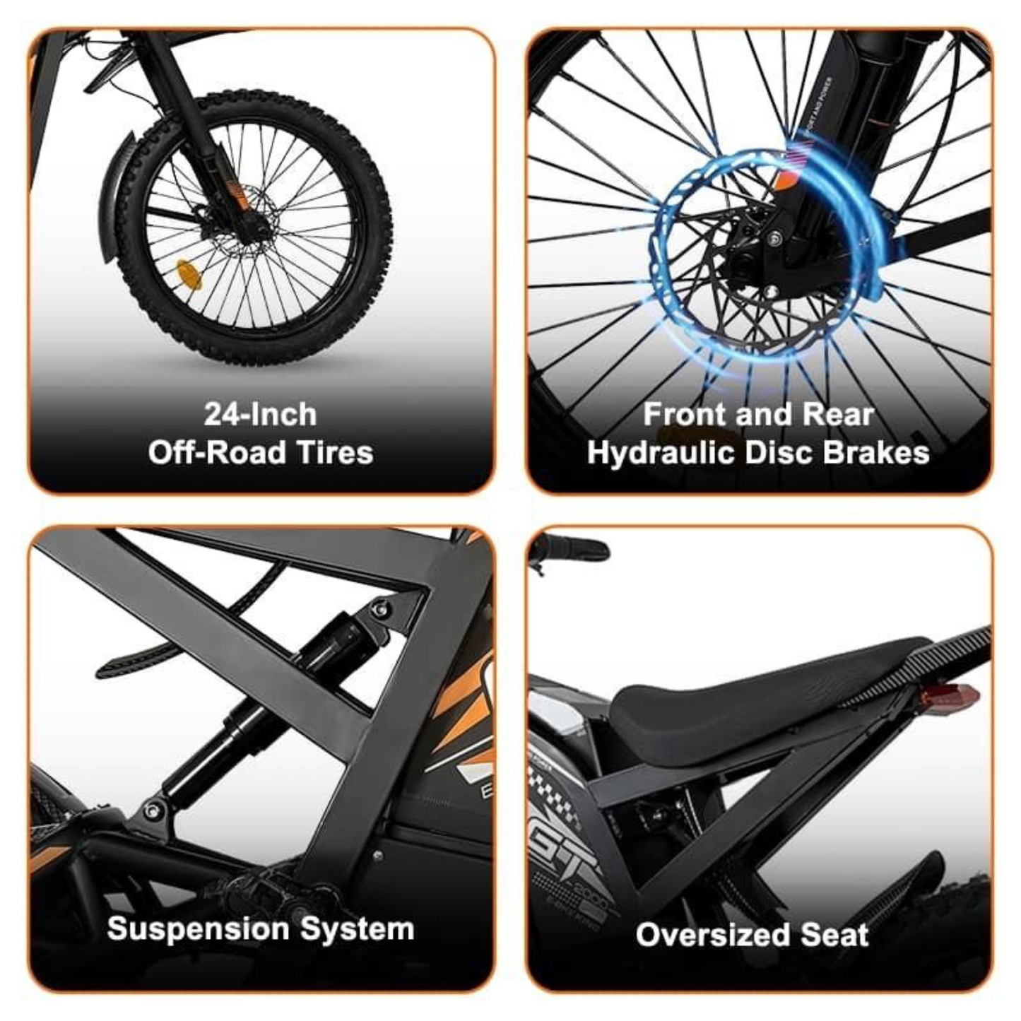 Ouxi GT-2000 Elektrische Fatbike – 2000W Krachtige Offroad E-Bike Grijs