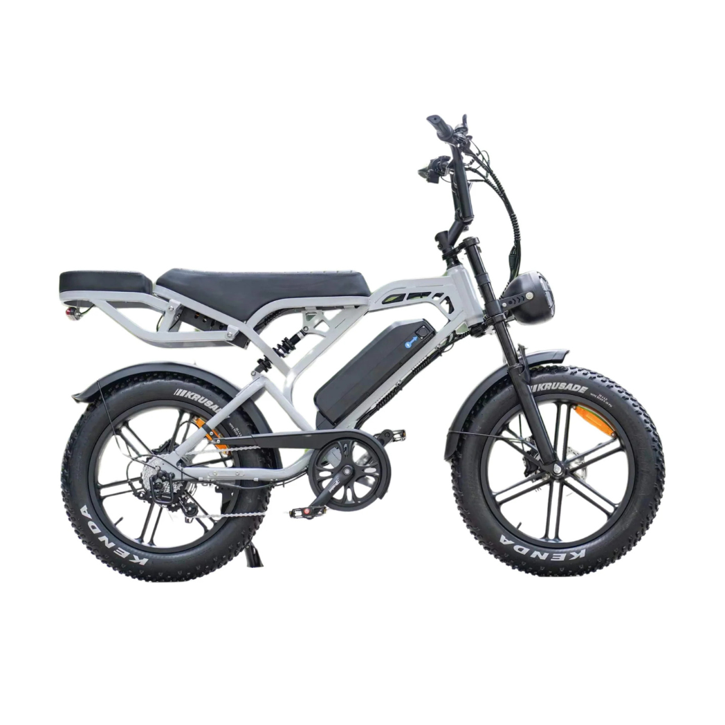 V20 Pro Nardo Grijs Fatbike – 20×4 Inch Banden, Hydraulische Remmen, Voor- en Achtervering